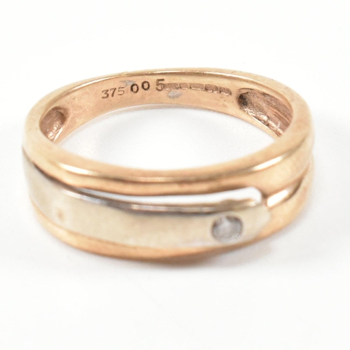 325 - A hallmarked 9ct gold and diamond band ring and a hallmarked 9ct gold signet ring. The rings to incl... 