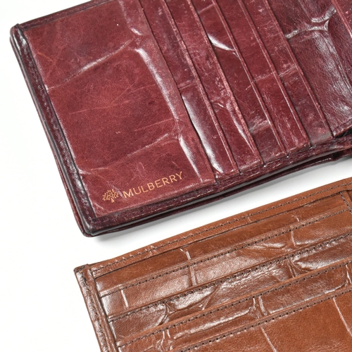 341 - Three Mulberry card wallets. The lot to include a Mulberry 10 card ID wallet in Bordeaux reptile pri... 