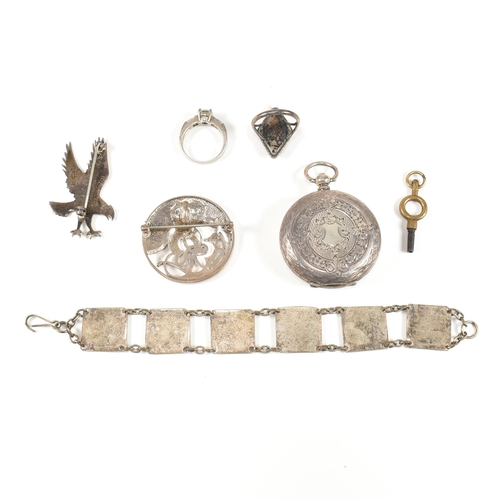 361 - A collection of 925 silver jewellery. The jewellery to include a hallmarked silver brooch pin in the... 