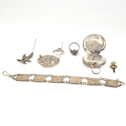 361 - A collection of 925 silver jewellery. The jewellery to include a hallmarked silver brooch pin in the... 