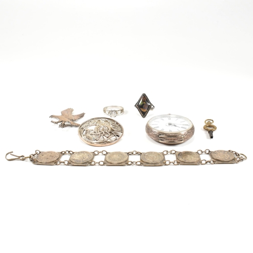 361 - A collection of 925 silver jewellery. The jewellery to include a hallmarked silver brooch pin in the... 