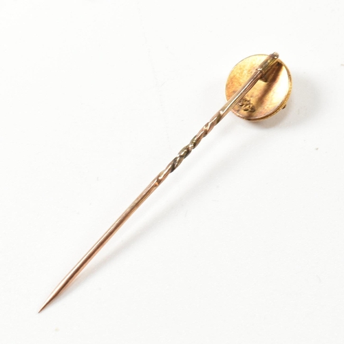 37 - A 19th century 15ct gold and gem set brooch pin and stick pin. The lot to include a 15ct gold bar br... 