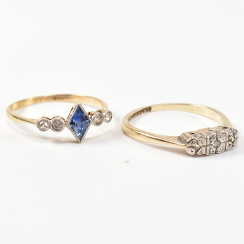 380 - A Victorian/Edwardian 18ct gold, sapphire and diamond ring and a Victorian 9ct gold and platinum dia... 