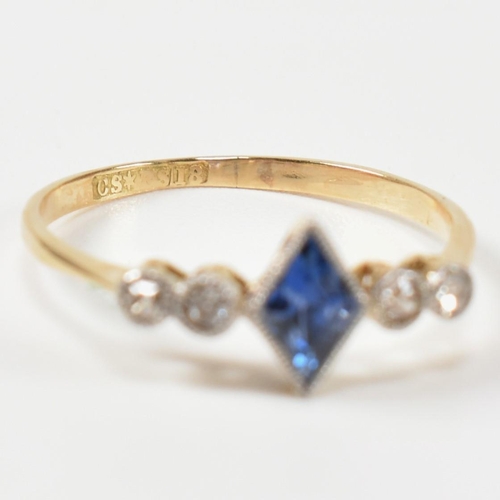 380 - A Victorian/Edwardian 18ct gold, sapphire and diamond ring and a Victorian 9ct gold and platinum dia... 