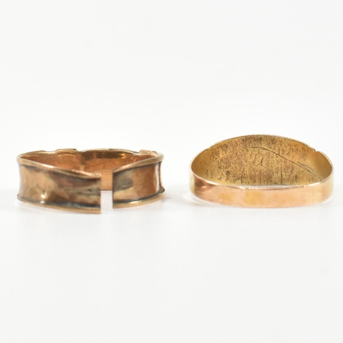 384 - A Victorian hallmarked 15ct gold and gem set ring and a gold band ring. The rings to include a Victo... 