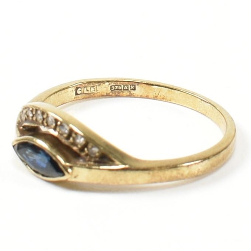 389 - Three 9ct gold, sapphire and diamond rings. The rings to include a hallmarked 9ct gold and diamond c... 