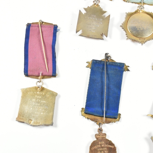 402 - A collection of hallmarked silver and metal masonic medals. The medals to include silver gilt GLE me... 