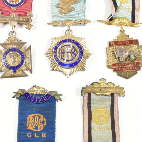 402 - A collection of hallmarked silver and metal masonic medals. The medals to include silver gilt GLE me... 