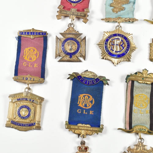 402 - A collection of hallmarked silver and metal masonic medals. The medals to include silver gilt GLE me... 