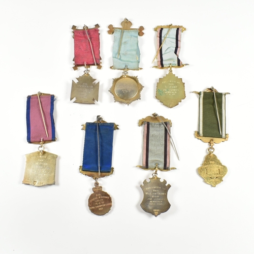 402 - A collection of hallmarked silver and metal masonic medals. The medals to include silver gilt GLE me... 