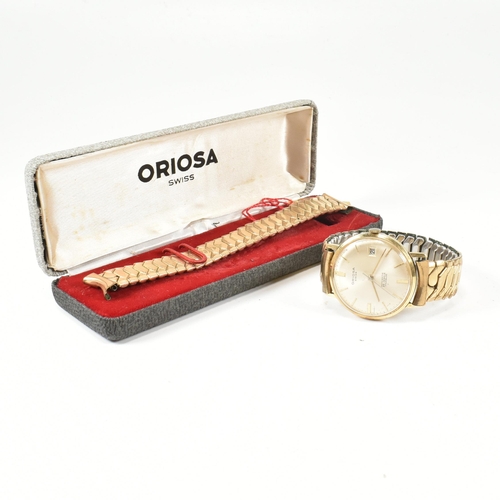 413 - A hallmarked 14ct gold Oriosa Swiss wristwatch. The automatic wristwatch 25 Jewels Incabloc having c... 