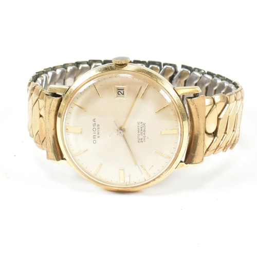 413 - A hallmarked 14ct gold Oriosa Swiss wristwatch. The automatic wristwatch 25 Jewels Incabloc having c... 