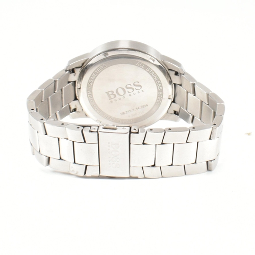 417 - A Hugo Boss stainless steel wristwatch. The watch having Roman numeral hour markers with date window... 