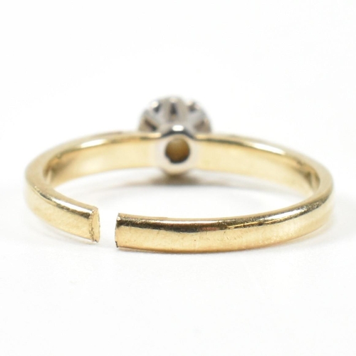 430 - A hallmarked 9ct gold and diamond solitaire ring. The ring having a single illusion set round brilli... 