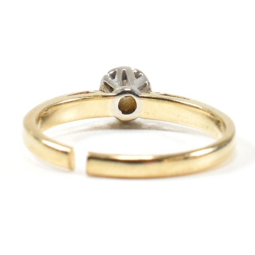 430 - A hallmarked 9ct gold and diamond solitaire ring. The ring having a single illusion set round brilli... 