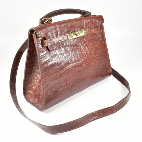 55 - A Mulberry brown Congo Nile leather Kelly bag with crossbody strap. The brown leather Mulberry bag h... 