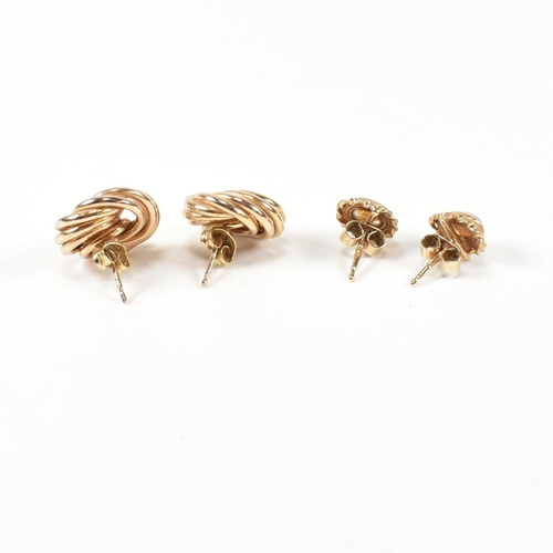 56 - Two pairs of hallmarked 9ct gold earrings. The earrings to include a pair of hallmarked 9ct gold kno... 