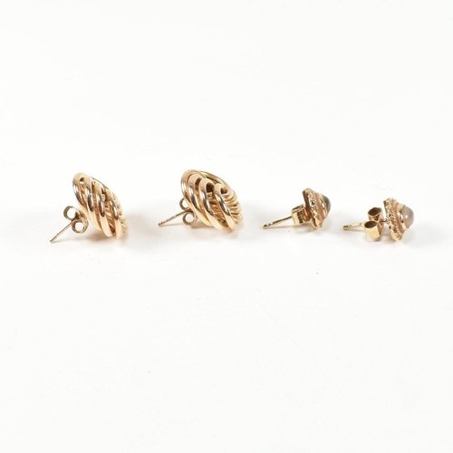 56 - Two pairs of hallmarked 9ct gold earrings. The earrings to include a pair of hallmarked 9ct gold kno... 