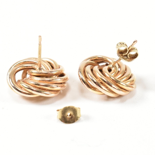 56 - Two pairs of hallmarked 9ct gold earrings. The earrings to include a pair of hallmarked 9ct gold kno... 