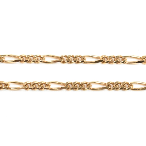 64 - A 9ct gold Figaro chain link necklace. Marked 375 AGR-M. Measures 9.3g. Measures 54cm. All weights, ... 