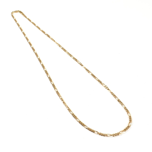 64 - A 9ct gold Figaro chain link necklace. Marked 375 AGR-M. Measures 9.3g. Measures 54cm. All weights, ... 