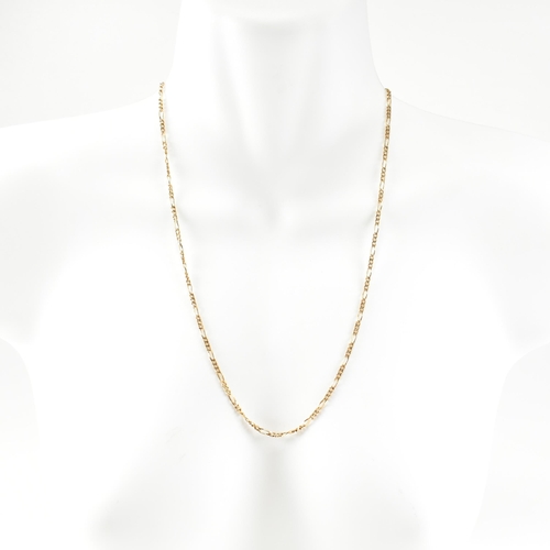 64 - A 9ct gold Figaro chain link necklace. Marked 375 AGR-M. Measures 9.3g. Measures 54cm. All weights, ... 