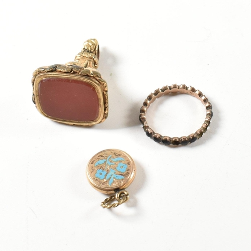 75 - A collection of 19th century jewellery. The jewellery to include a Georgian eternity ring having col... 