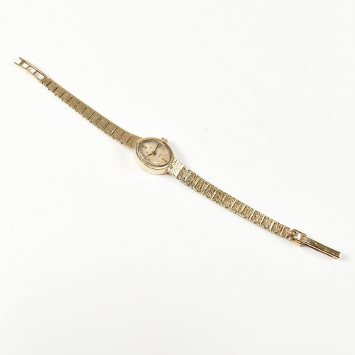 93 - 9ct gold hallmarked ladies dress watch and bracelet strap. The wristwatch and strap hallmarked for L... 