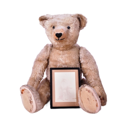 100 - Teddy Bear - a large early 20th century German (likely Steiff ) made teddy bear. Pale golden mohair,... 