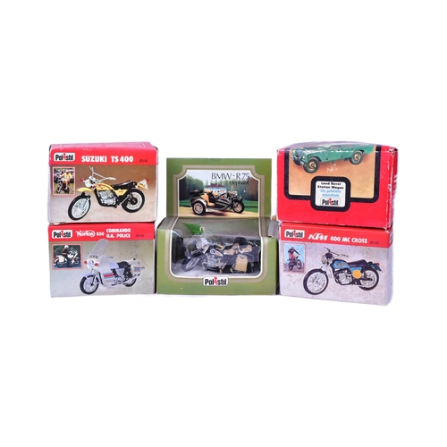 119 - Diecast - x5 vintage Polistil motor vehicle models, to include: 'Land Rover Station Wagon', 'BMW-R75... 