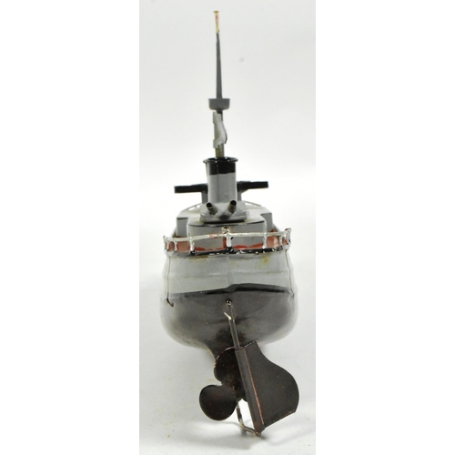 50 - Tinplate Toys - an original vintage German Fleischmann made tinplate clockwork model of a war ship. ... 