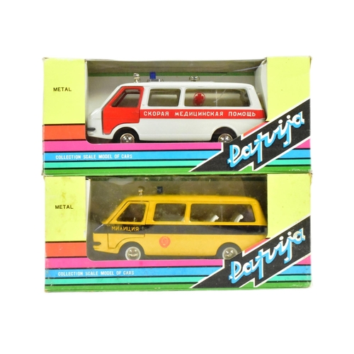 72 - Diecast - x2 vintage 1970s Soviet Russian 1/43 scale diecast models comprising a yellow Police Van a... 