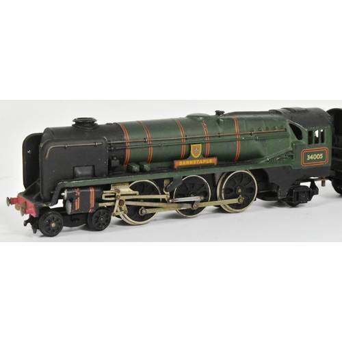 96 - Model Railway - two vintage Hornby Dublo OO gauge trainset locomotive engines. Comprising of; no. 34... 