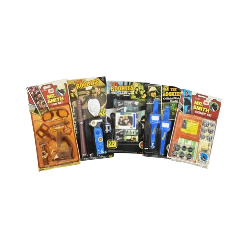 423 - Retro Toys - x5 vintage 1970s / 1980s rack pack TV & Film ( The Rookies & Mr Smith ) related toys. S... 