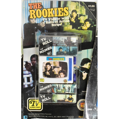 423 - Retro Toys - x5 vintage 1970s / 1980s rack pack TV & Film ( The Rookies & Mr Smith ) related toys. S... 