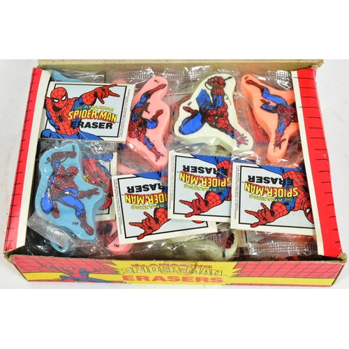 477 - Spiderman - a vintage c1980s counter top display stock box of The Amazing Spiderman erasers. Erasers... 