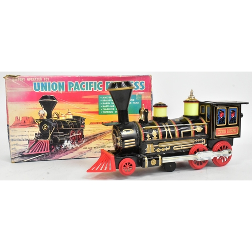 483 - Tinplate Toys - x2 vintage Japanese tinplate battery operated locomotives comprising Union Pacific E... 