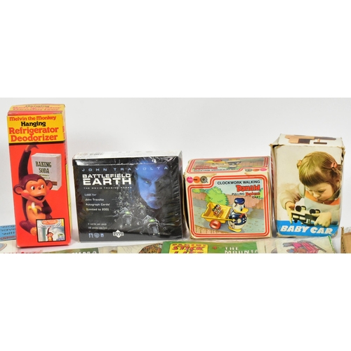 487 - A collection of assorted vintage toys, games, TV & Film memorabilia to include; John Travolta Battle... 