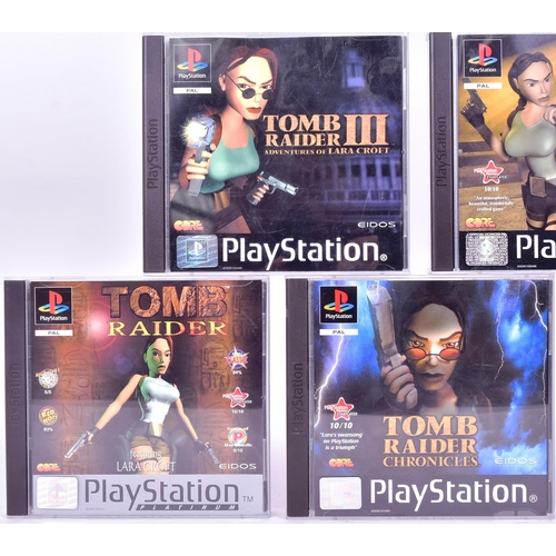 503 - Retro Gaming - x5 vintage Core Design made Sony Playstation One PS1 video Games comprising; Tomb Rai... 