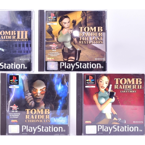 503 - Retro Gaming - x5 vintage Core Design made Sony Playstation One PS1 video Games comprising; Tomb Rai... 