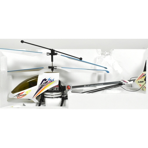 519 - Radio Control - x2 boxed RC Radio Control model helicopters comprising a Syma made 300 Schweizer and... 