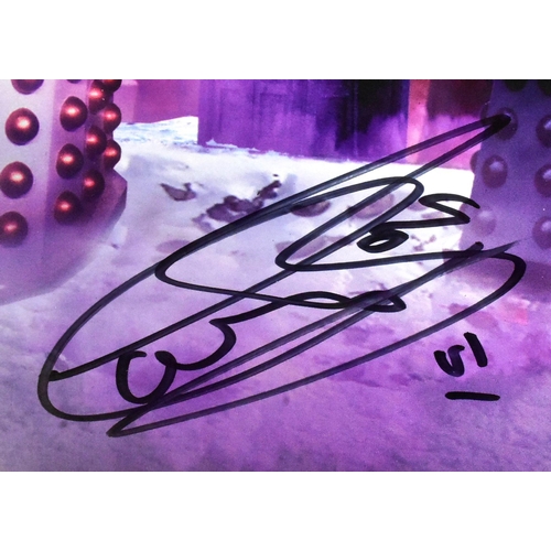 568 - Doctor Who - Colin Baker (Sixth Doctor) - Revelation Of The Daleks - autographed A3 colour montage p... 