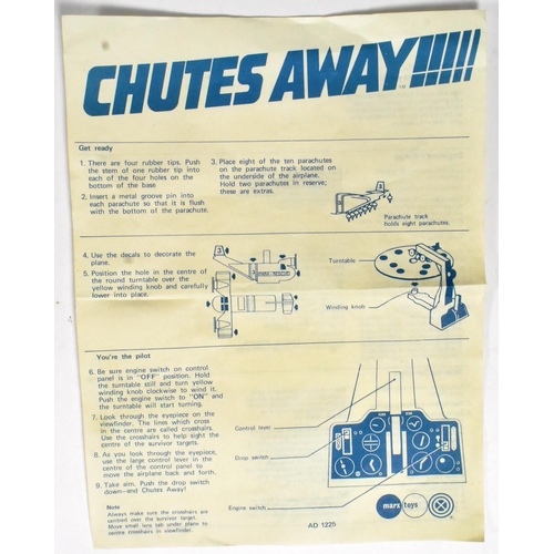 741 - Board Games - a vintage 1970s (1977) Marx Toys Chutes Away table top air rescue target game. The gam... 