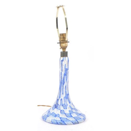 104 - Murano manner - A 20th Century Italian Art Glass Millefiori table lamp having blue and white colourw... 