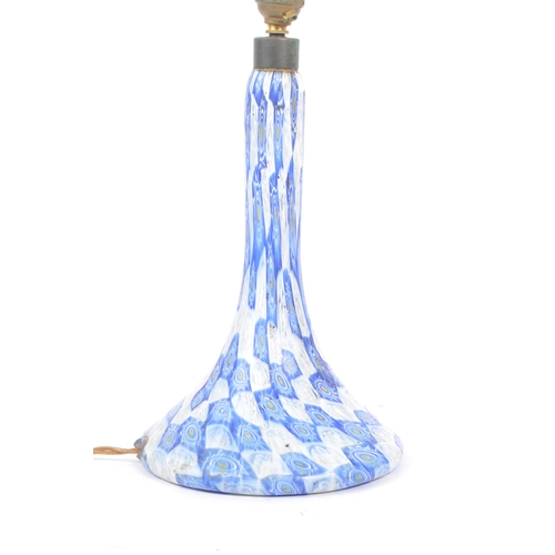 104 - Murano manner - A 20th Century Italian Art Glass Millefiori table lamp having blue and white colourw... 