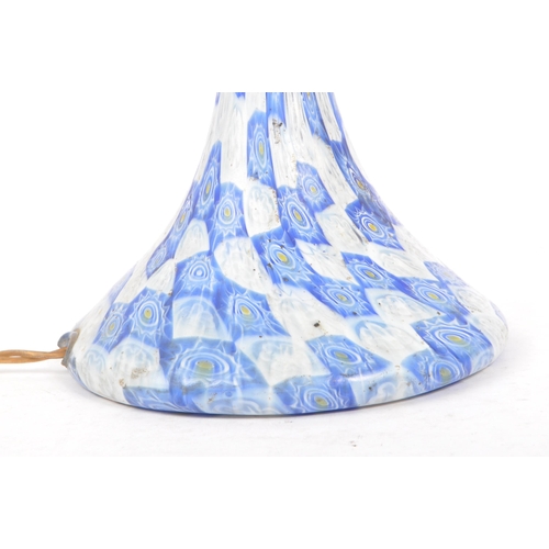 104 - Murano manner - A 20th Century Italian Art Glass Millefiori table lamp having blue and white colourw... 