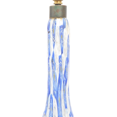 104 - Murano manner - A 20th Century Italian Art Glass Millefiori table lamp having blue and white colourw... 