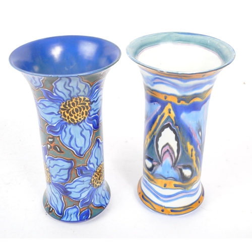 110 - Carlton Ware - Two 20th Century circa 1930s vintage Deco ceramic Carlton Ware vases depicting floral... 