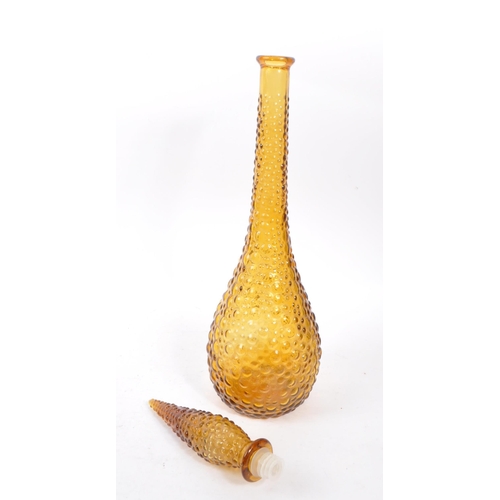 149 - Genie Bottle - A retro Italian Empoli studio art glass bottle / decanter having a textured glass fin... 