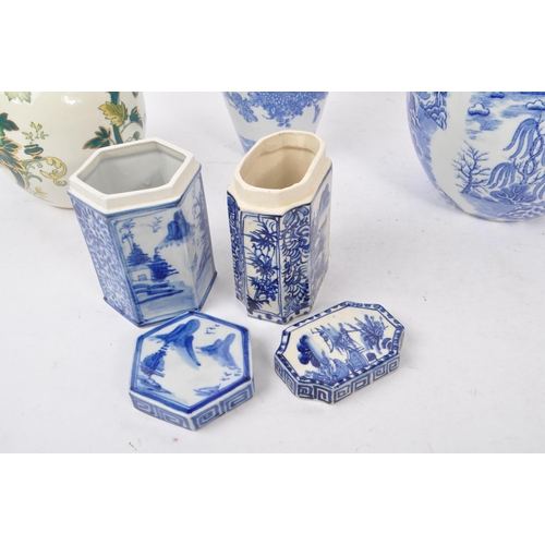 155 - Mason's - A collection of British and Chinese blue and white porcelain items to include two Mason's ... 